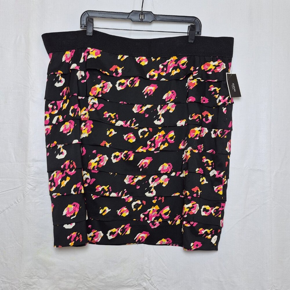 NWT Alfani Woman Layered Skirt Colorful Floral Accent Black Zipper Size 18W